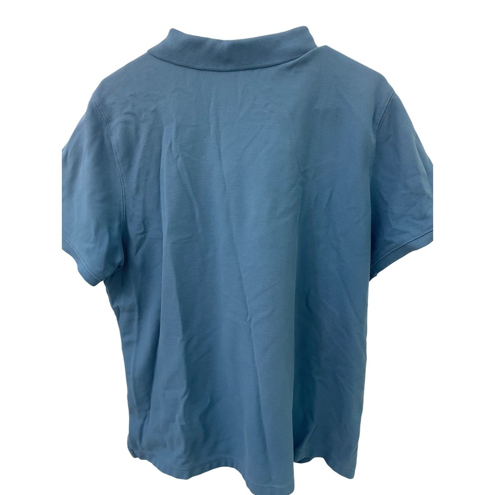 LL Bean Mens 2X Blue Pique Short Sleeve Polo Shirt Collared Two Button Placket - Picture 5 of 6